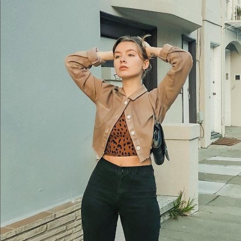 Lace up back animal print nasty gal crop top